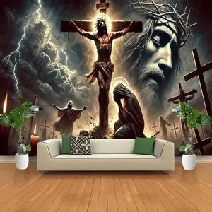 The Crucifixion Carpet of Jesus Christ  Religious Entertainment Decorative Tapestry  Religious Atmosphere Wall Decoration  Aesthetic Textile Art  Indoor and Outdoor Religious Activities hd print