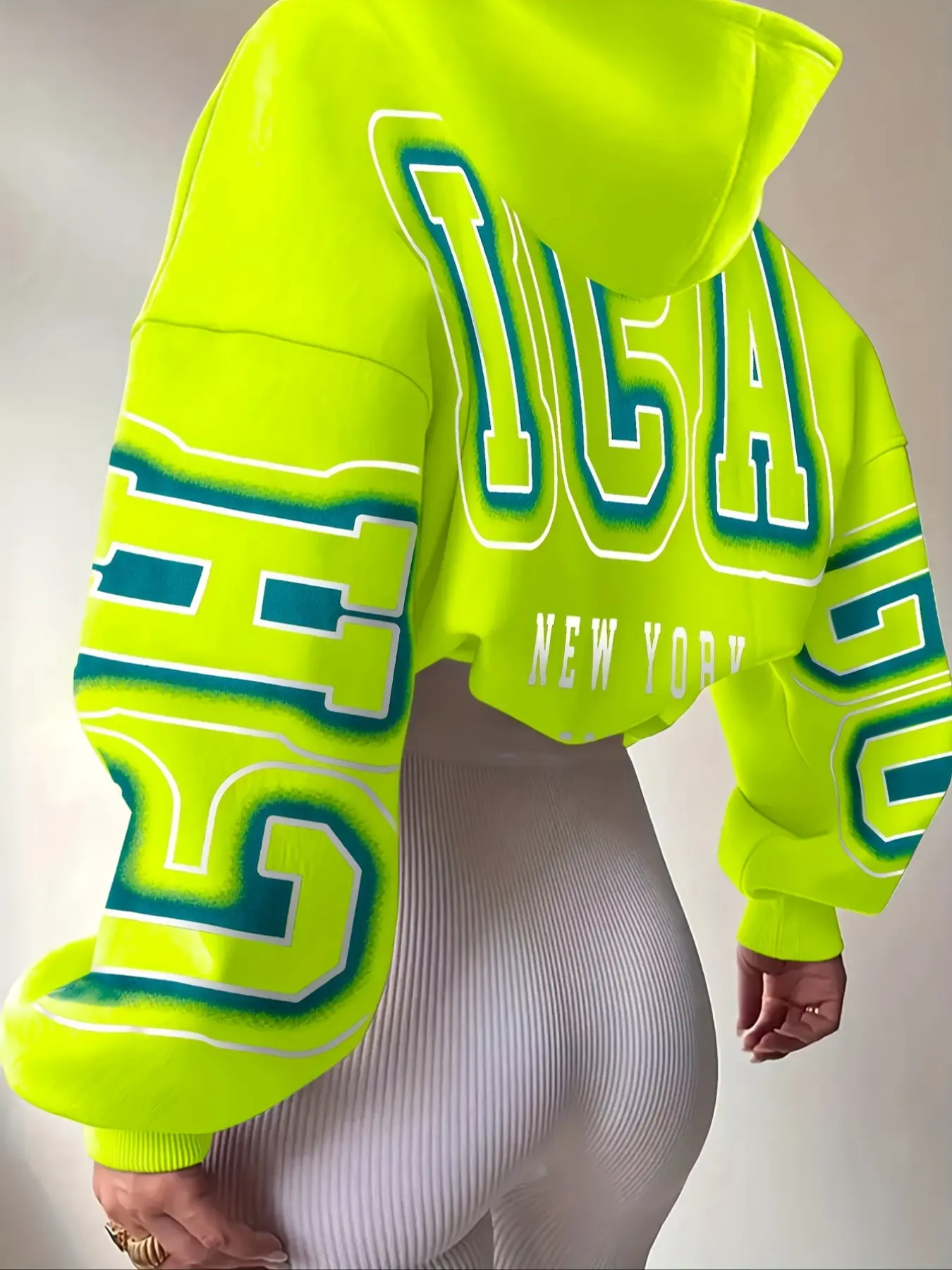 Women's Fashion Letter Print Drop Shoulder Varsity Hoodie, Graphic Hoodie Sweatshirt, Soft Casual Long Sleeve Pullover Sweatshirt, Loose Fit Daily Wear, Tops, Womenswear, Lady, Garments
