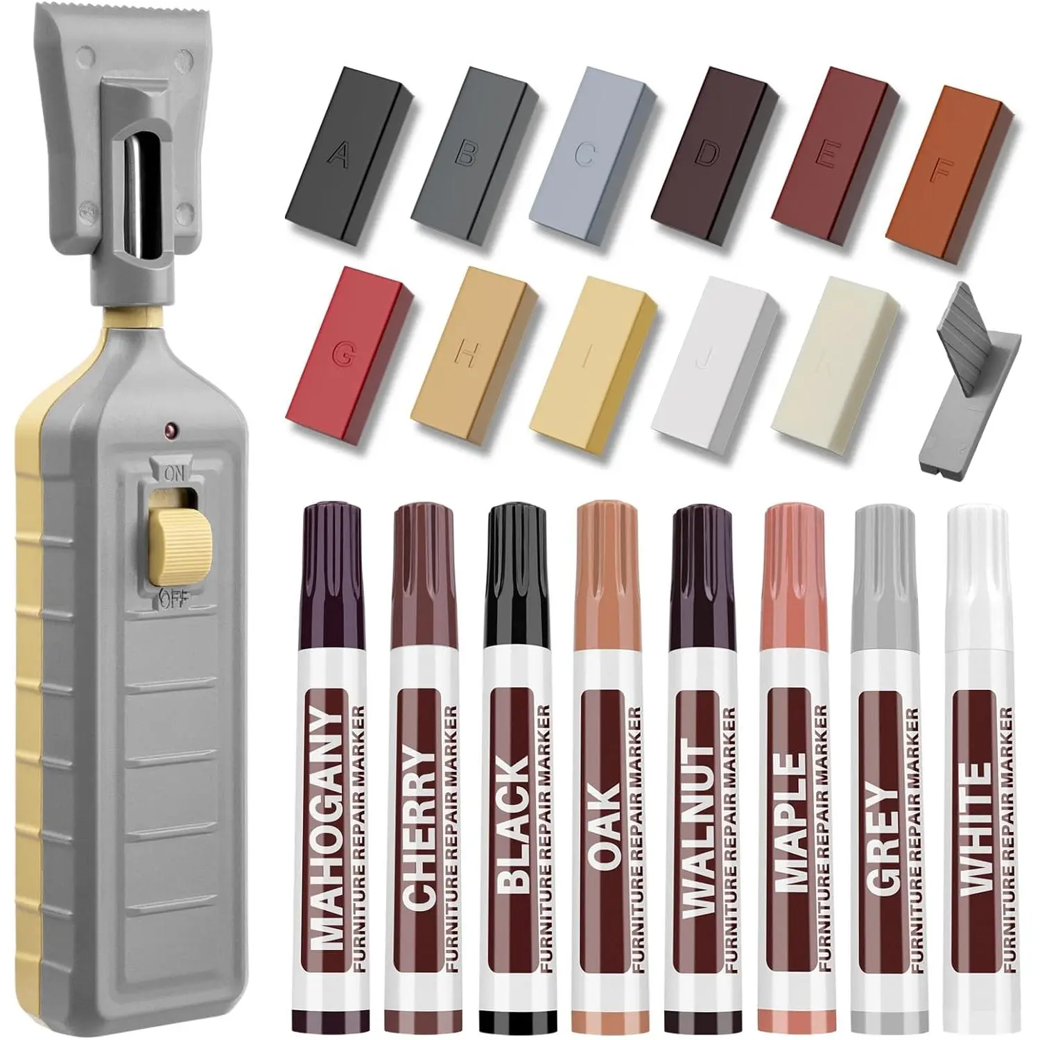 Vinyl Floor Repair Kit with Heat Pen - 11 Colors Laminate Wood Floor Repair Kit Touch Up Marker Hard Wax Linoleum Repair Kit Restore Any Scratches, Stains, Cracks, Hole for Floor, Door, Cabinet