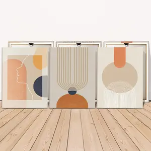 Wooden Framed Canvas Painting, Canvas Prints, 3 Counts Abstract Figure Pattern Wall Art, Modern Art Wall Decor for Home Living Room Bedroom Office, Modern Art Design