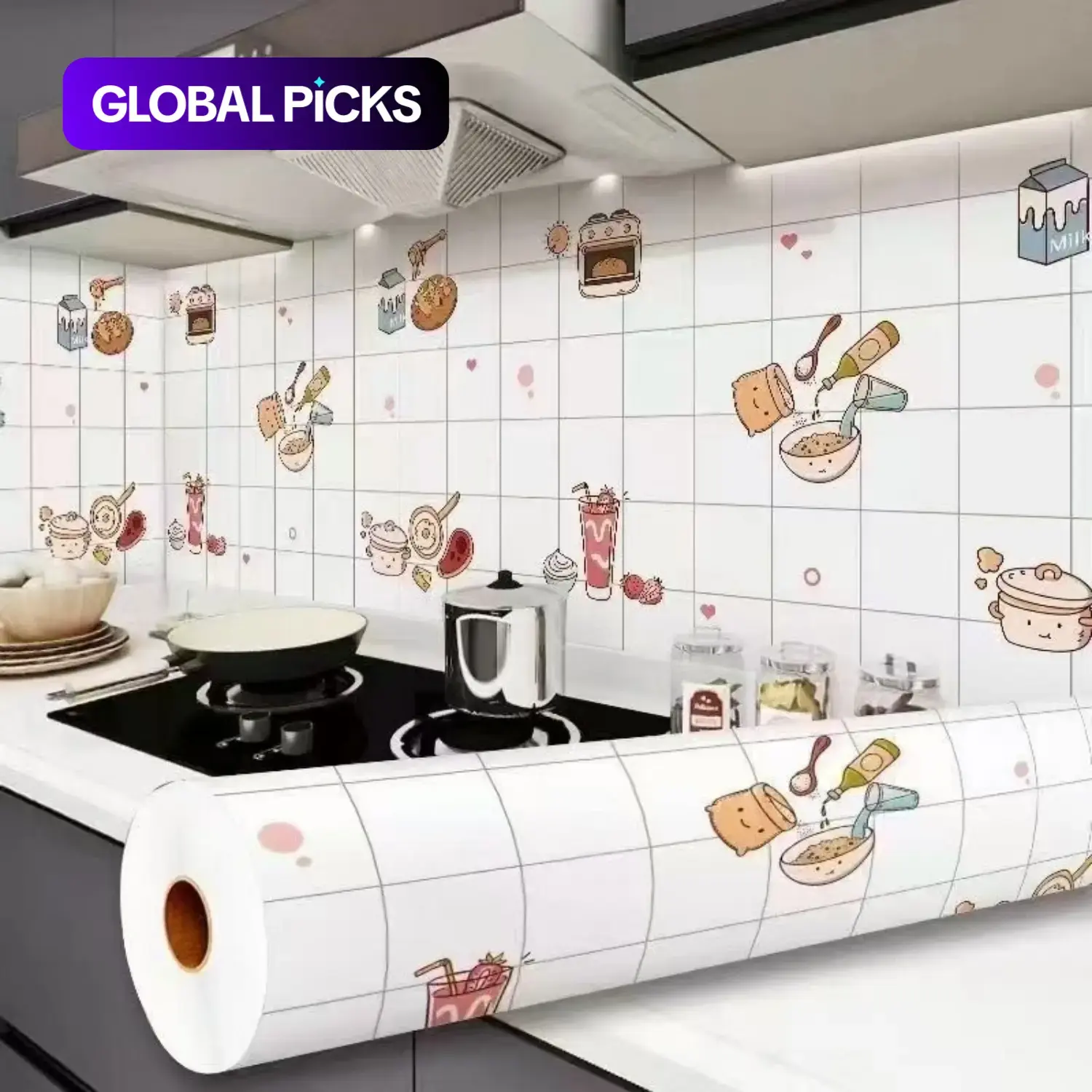 Kitchen Oil-Proof Sticker Roll, Waterproof Self-Adhesive Wall Decal, Peel-and-Stick Wallpaper Design, Self Adhesive PVC, Aluminum Foil Material, Splash Guard, Furniture Decor, Easy Clean, Durable #GLOBAL PICKS