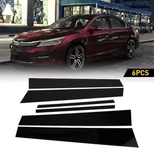 6PCS Glossy Black Window Pillar Trim for 2013-2017 Honda Accord – Sleek Exterior Upgrade