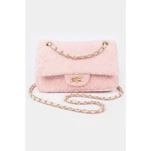 Quilted Faux Fur Shoulder Bag