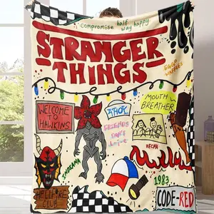Stranger Things Season 5  Collage Flannel Blanket,weighted blanket, Soft Warm Cozy, Iconic Characters and Demogorgon Art, Ideal Gift for Fans,Adults Kids Holiday Birthday Xmas Christmas Party Gifts