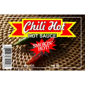 Hot Sauce Bottle Single Self Adhesive Label - License and Royalty Free for Film Use