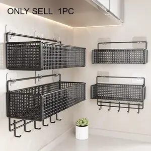 Large Iron Kitchen Wall Display Storage Rack, No Drill Installation, Durable Grid Design, Modern Kitchen Organizer, Space Saving Holder, Durable Sturdy Rack