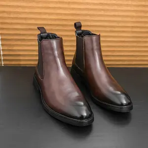 Men's Classic design ankle boots Fashion round-toe style, suitable for daily wear men's full-fitting shoes, suitable for daily wear suit shoes, classic American PU denim boots, fashionable Chelsea boots, Father's Day gift, Casual botas parahombres