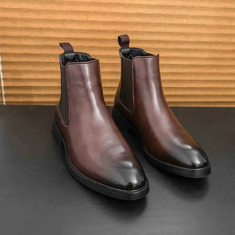 Men's Classic design ankle boots Fashion round-toe style, suitable for daily wear men's full-fitting shoes, suitable for daily wear suit shoes, classic American PU denim boots, fashionable Chelsea boots, Father's Day gift, Casual botas parahombres tiktoks