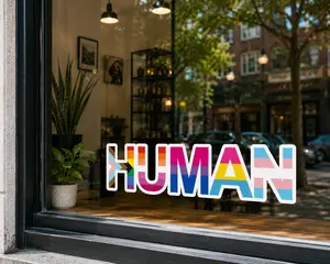 Human Progress LGBTQ+ Flags Rainbow Lesbian Bisexual Pansexual Transgender Asexual - Vibrant Vinyl Decal Sticker
