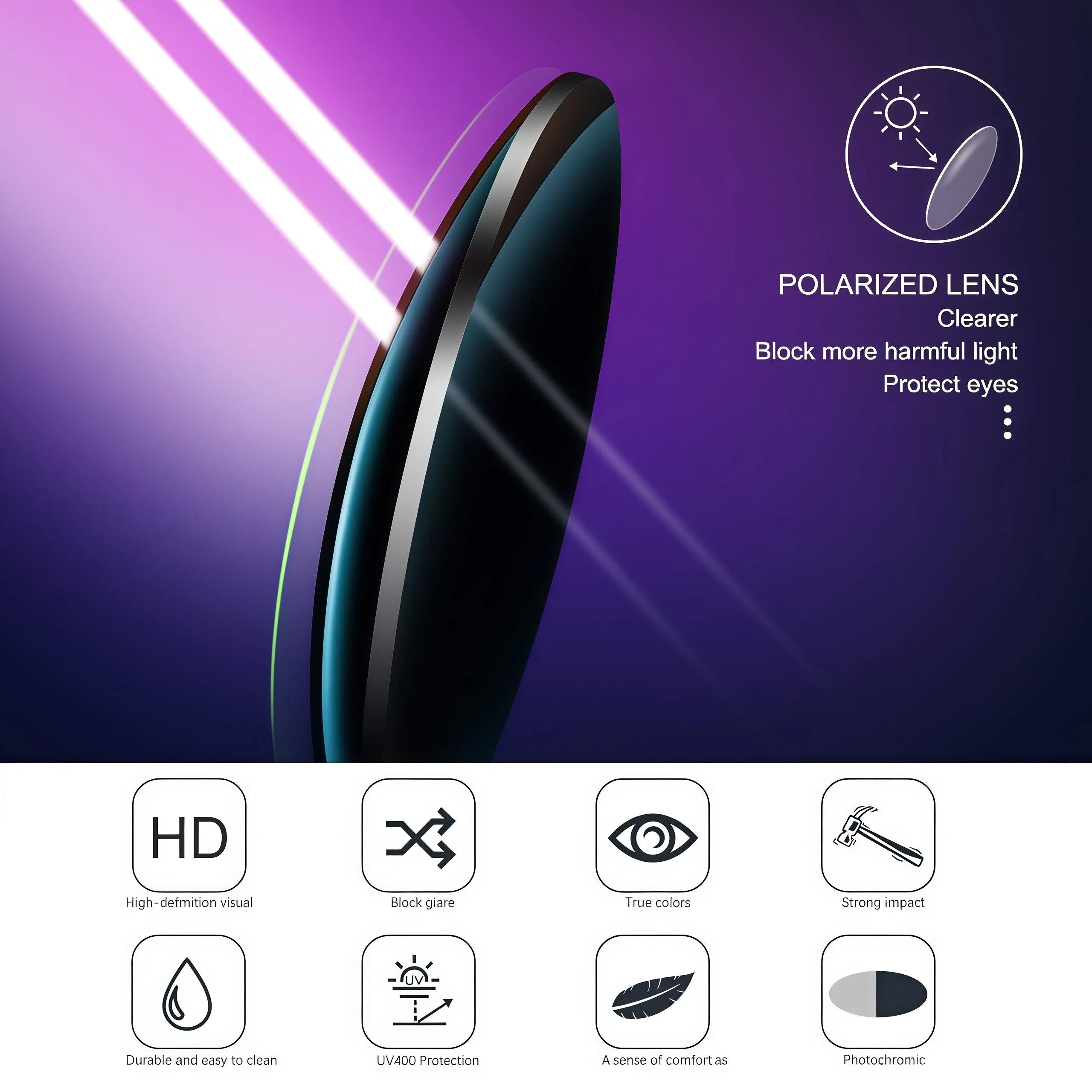 PALESHY Polarized Photochromic HD Sunglasses for Men Women UV400 Protection Ultralight Eyewear Day Night Safety Glasses for Fishing Golf Outdoor Activities Classic Rectangular Design