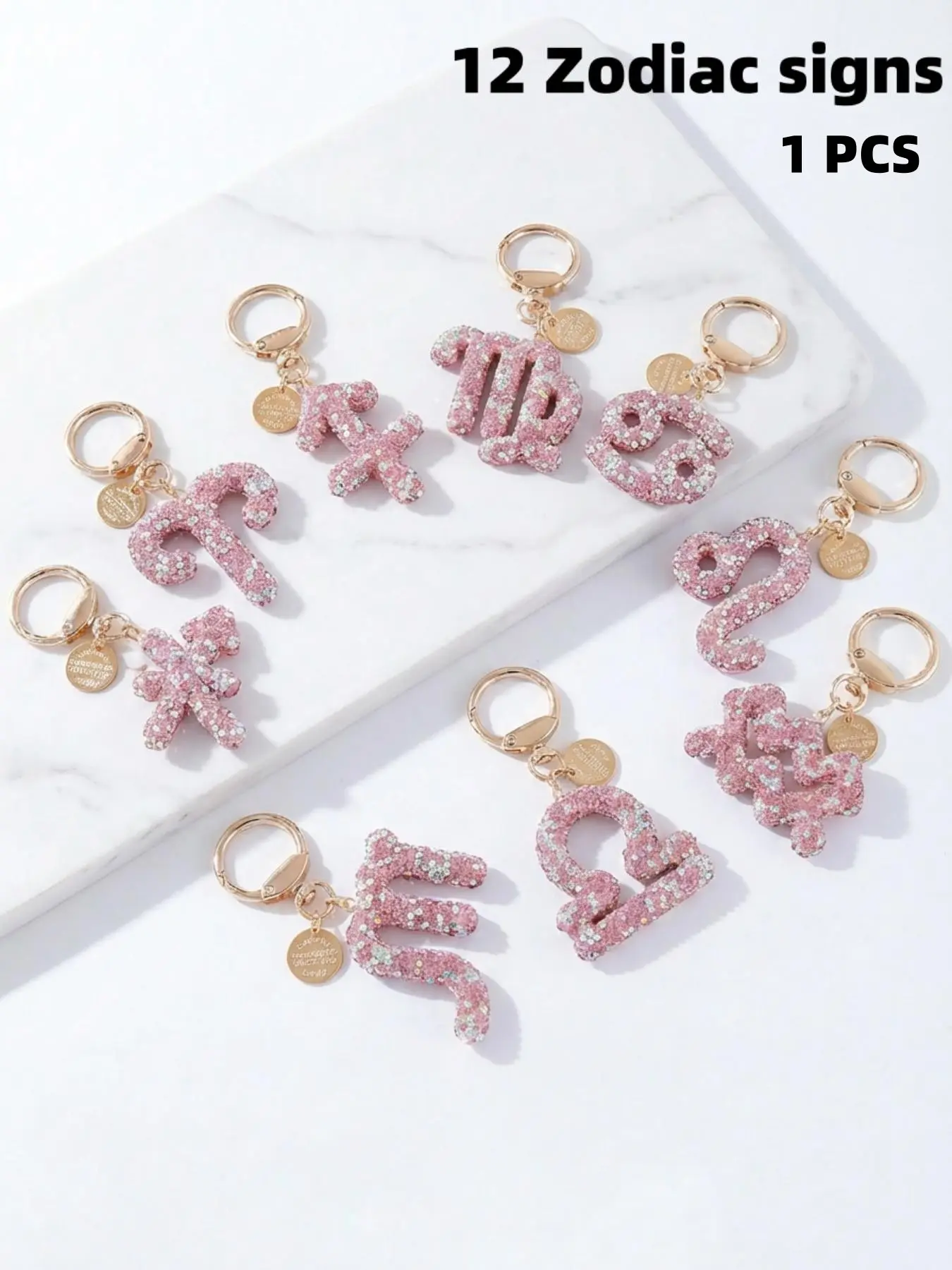 12 Zodiac Pendant Rhinestone Keychain, Fashion Bag & Stylish Key Accessory, Keychain For Bags, Unique Design for Daily Use, Perfect Gift for Women and Girls