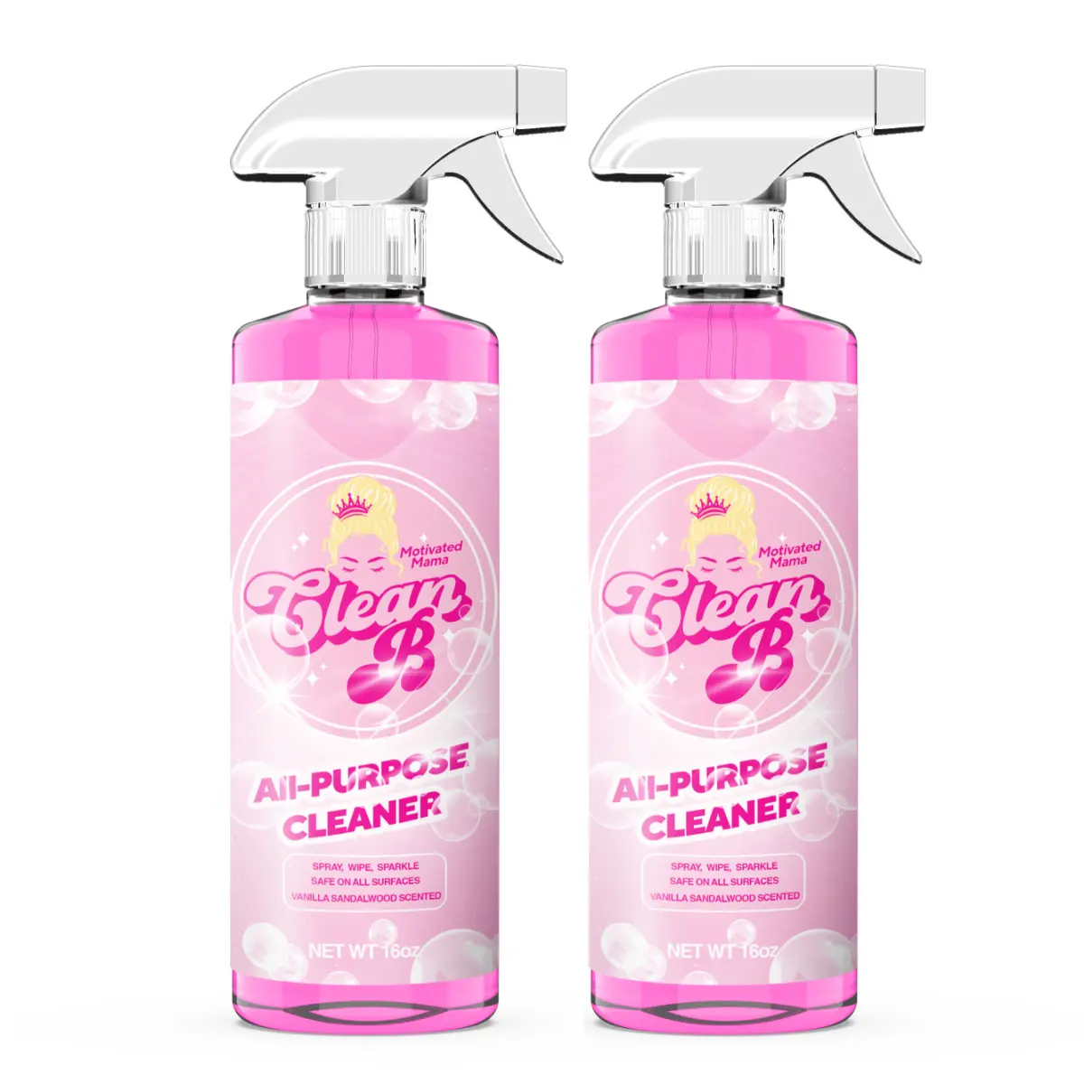 Clean B All-Purpose Cleaner APC 2 Pack 16oz Vanilla Sandalwood Scented Spray for All Surfaces in Your Home Powerful Household Cleaner