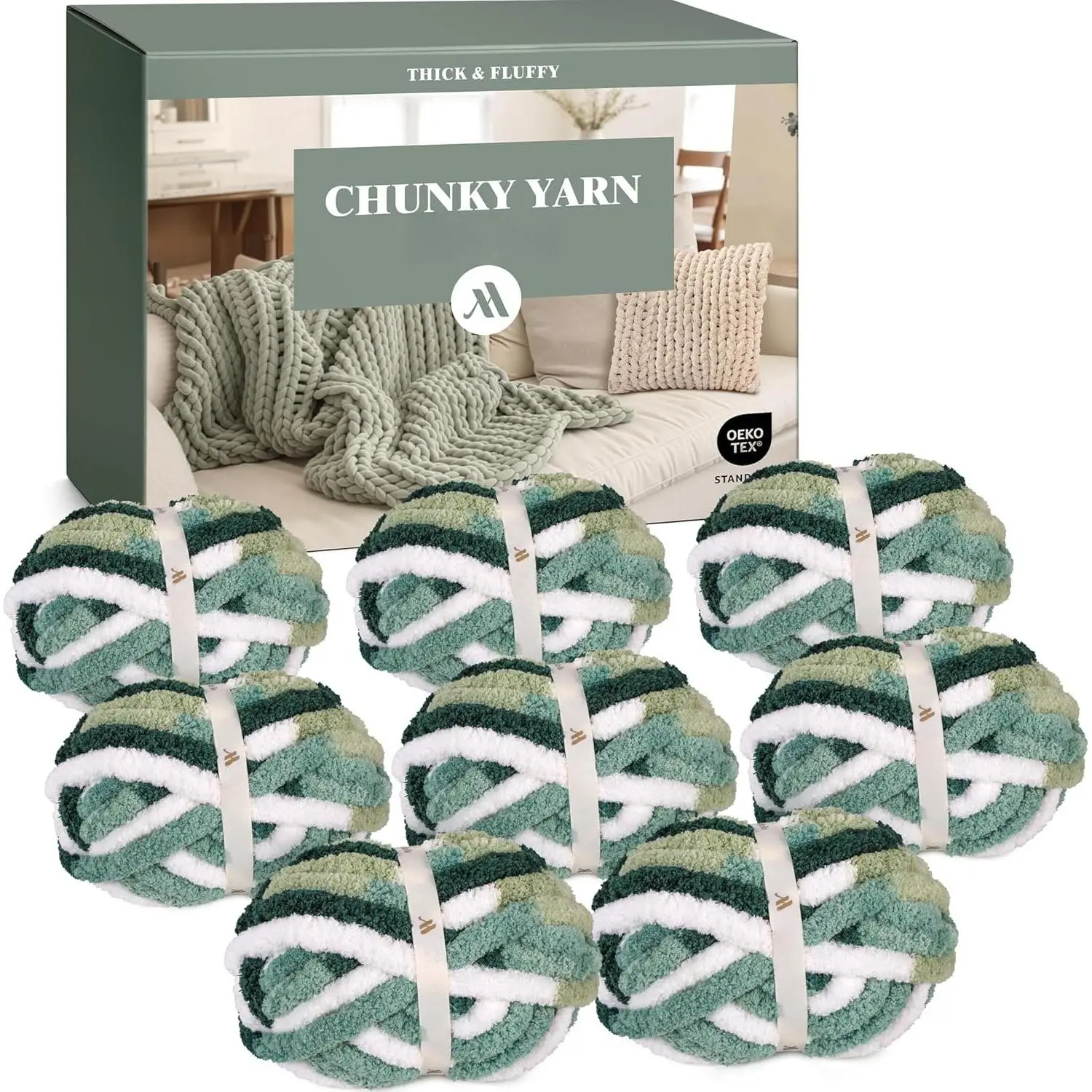 Chunky Yarn for Hand Knitting - Super Thick Chenille Chunky Yarn for Crocheting - Extra Soft Bulky  Blanket Big Yarns 8  Pack (27yds,8 oz Each Skein)