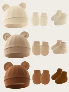 Baby Hat Gloves Socks Set, Newborn Anti-Catch Mitts Foot Covers, Thin Spring Summer Infant Headwear, Suitable for 0-12 Months, Newborn Gift Set