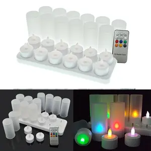 12pcs/Set Remote Controll Rechargeable  LED Multi-Color Changing Candle Set