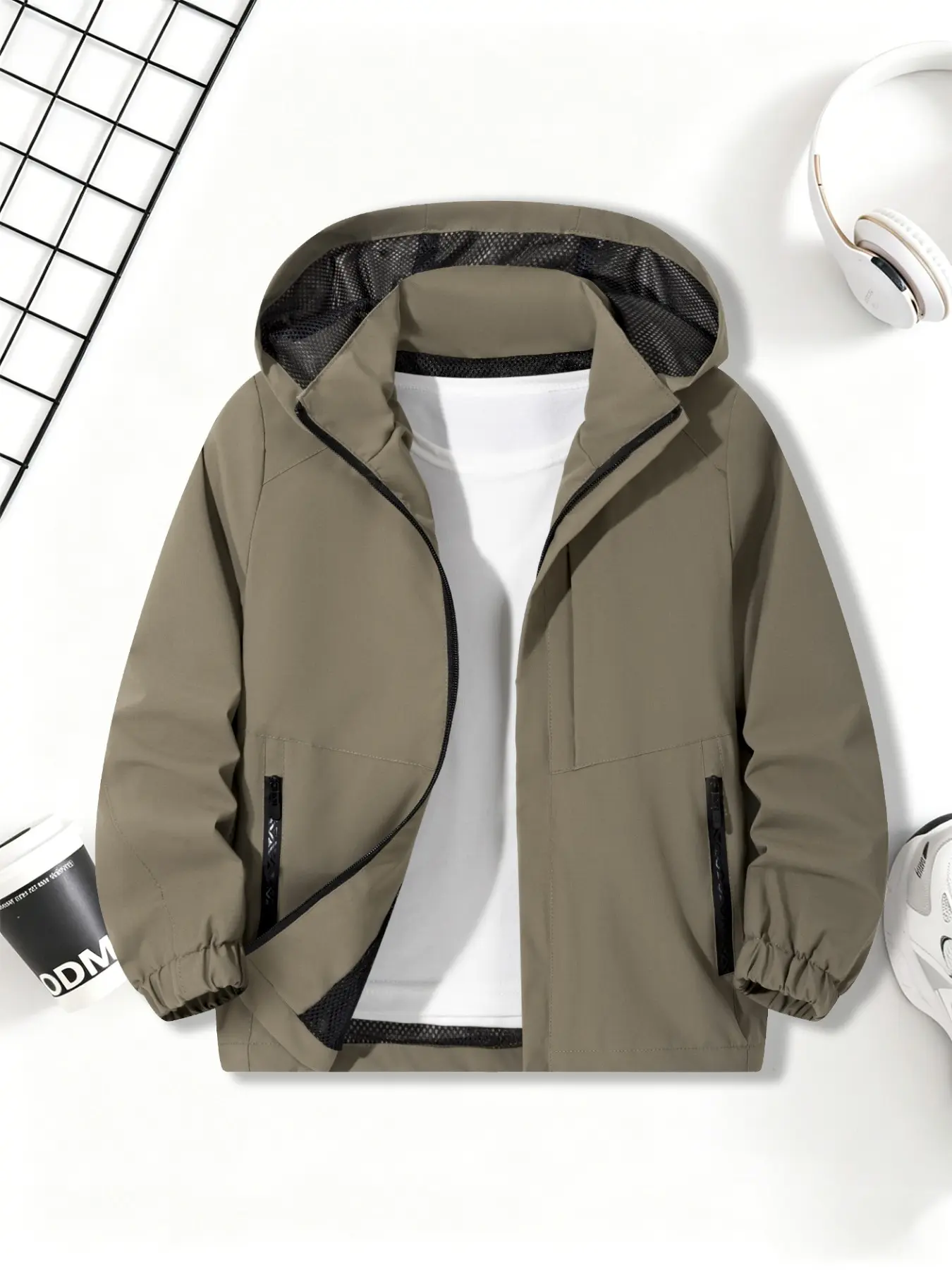 Boys' Simple Hooded Jacket, Casual Comfy Jacket, Zip Up Jacket, Full Zipper Closure + Side Pockets, Ideal for Outdoor Activities, School, Daily Wear, 1 Piece Set