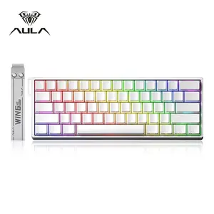 AULA WIN60HE high-performance e-sports magnetic axis keyboard, 60% arrangement, USB plug-in, cool RGB lighting effect, hot-swappable axis, compatible with Windows/Mac system, suitable for office games.