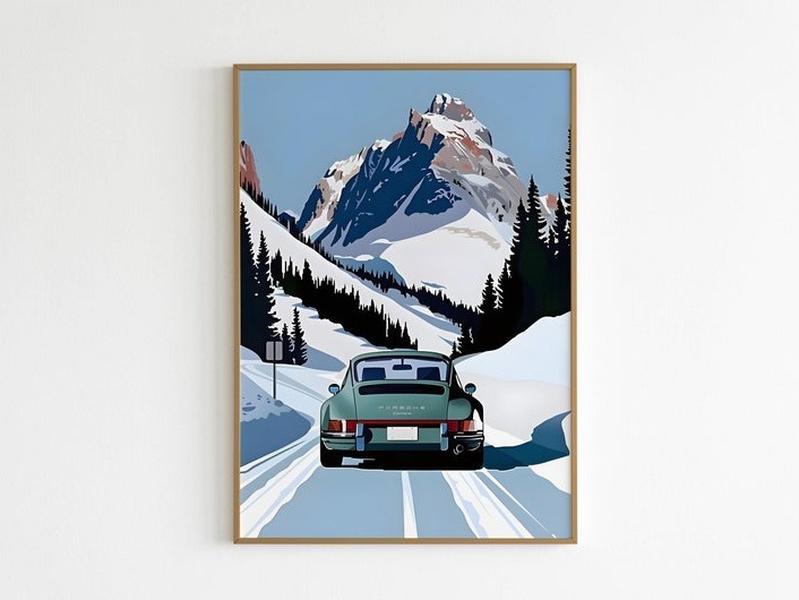 Carrera Poster Alpine Berge Snow Car Poster Vintage Malika Favrev – Trendy Dorm Room and Bar Cart Decor, Trending Wall Art, Home Decoration
