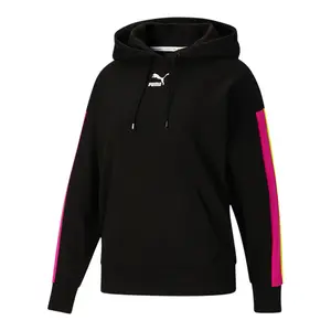 PUMA Womens Clsx Logo Hoodie Casual Outerwear Casual Hoodie - Black
