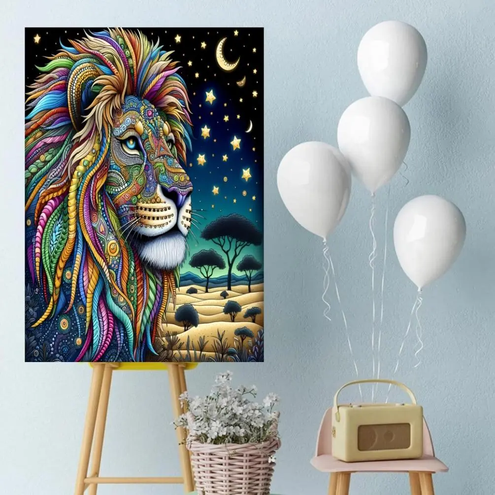 Lion Pattern Paper Puzzle, Creative Interactive Family Game, Brain Challenge Puzzle for Adults, DIY Home Decor