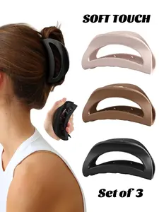 3Pcs Silicone Flexible Hair Claw Clips for Women, Hair Claws Set, Soft Bump Proof Design for Bendable Hair Clip For Thin/Thick/Curly Hair, Unsnappable Flexible Non-Slip Rectangle, for daily, work, birthday parties, holiday, Bendy Hair Clip