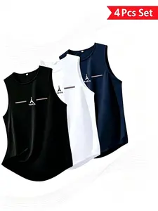 3-Pack Men's Summer Quick-Dry Breathable Tank Tops, Sleeveless Workout Shirts for Running Training, Comfortable Fabric, Multiple Colors Available