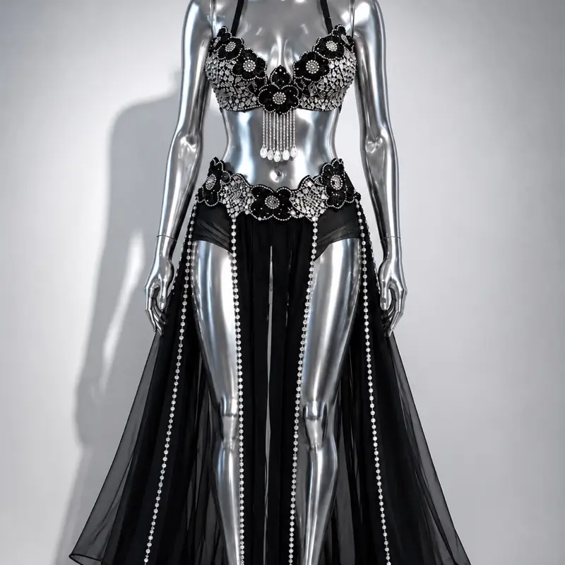 Egyptian Princess Style Costume Set for Women, Black Crystal Nile Queen Halloween Cosplay Dress for Themed Events, Clothes, Women's Clothes