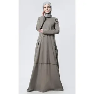 Simple Top Stitch Detailed Abaya With Pockets - Final Sale