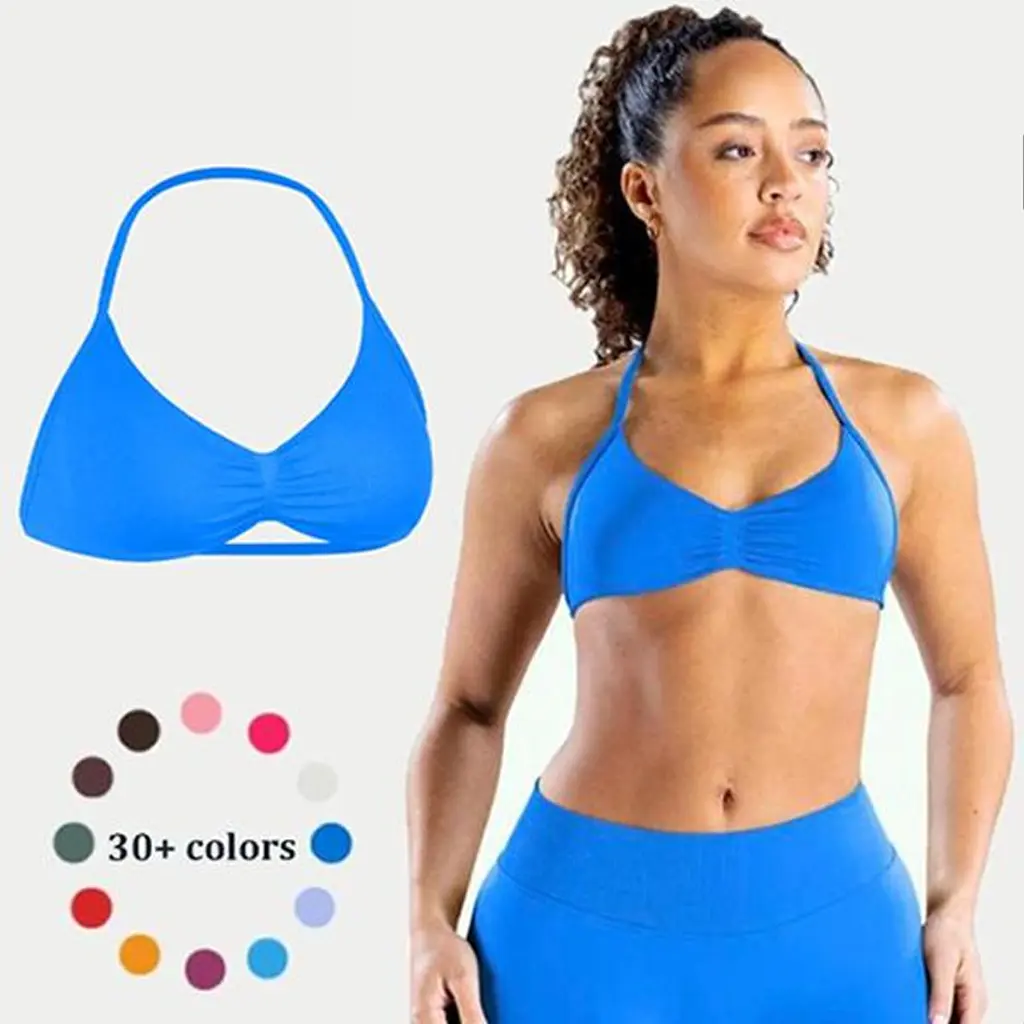 [SIZE UP 1] DEEFY Impact Strappy Bra Fitness Gymwear Halter SportsTop Open Back Padded Gym Workout Sportswear Women Seamless Tank Activewear Tops Low Impact Bra Gym