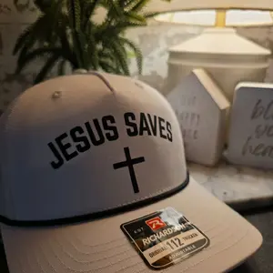 Jesus Saves Richardson 112 Snapback - Christian Graphic, Faith-Based Graphic, Religious Slogan Fashion Accessory Hat, Christian Graphic Hats, Faith-Based Graphic Hats