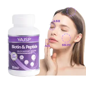 VAJSP Biotin & Peptide - 10000mcg Biotin, Collagen Peptides, Vegan, Gelatin-Free, 90 Chewable Tablets for Stronger Hair, Radiant Skin & Healthier Nails Natural
