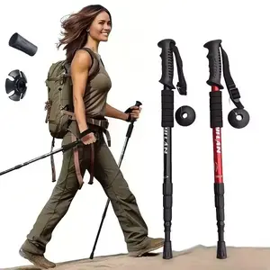 Foldable Hiking Stick, 1 Count Portable Lightweight Aluminum Alloy Trekking Pole, Retractable Hiking Pole for Outdoor Camping Hiking Camping Tools(Sheets)