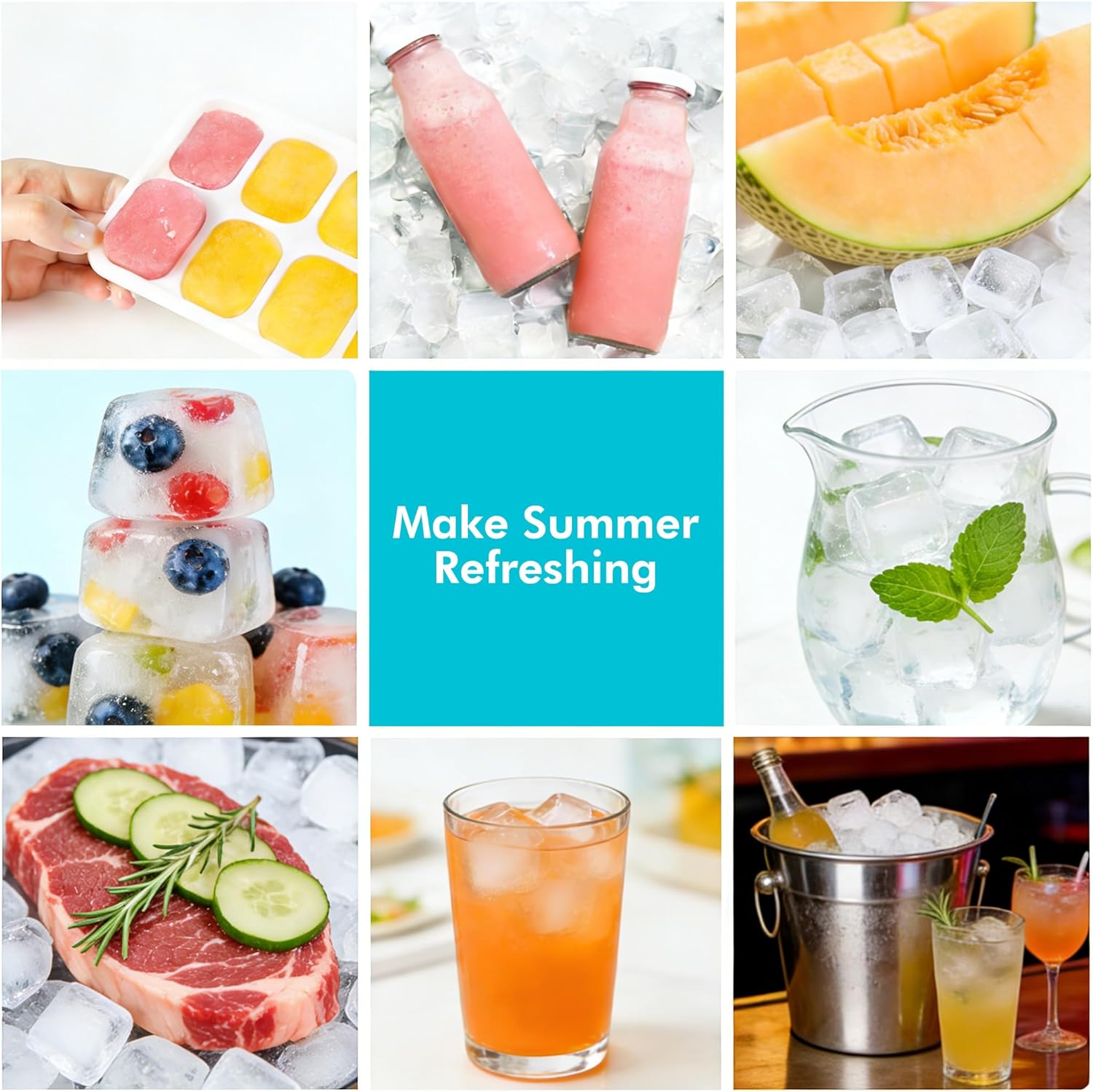 Ice Cube Tray with Lid & Bin - 4 Pack Stackable Silicone Trays for Freezer with Storage Container, Leak-Proof Lids, BPA-Free, Easy Release for Kitchen, RV, Cocktail, Party, Coffee & Drinks