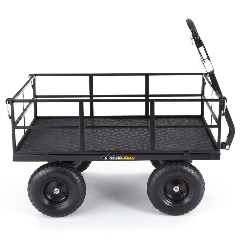 Gorilla Cart GOR1200-COM 9 Cubic Feet Heavy Duty Steel Utility Wagon Cart, Black