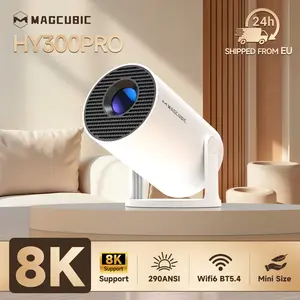[US warehouse] Magcubic HY300Pro Android 14.0 Portable Projector WiFi6 290ANSI Native 1280*720P 8K Support Allwinner H726 130"screen BT5.4 Home Theater Outdoor portable mini  projector portable projector projector 2025 WIFI6
