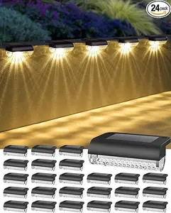 Solar Step Lights Outdoor 90% Brighter, 8/12/16/24 Pack, Auto On/Off All Weather Waterproof Solar Deck Lights for Stairs Fence Patio Garden Yard