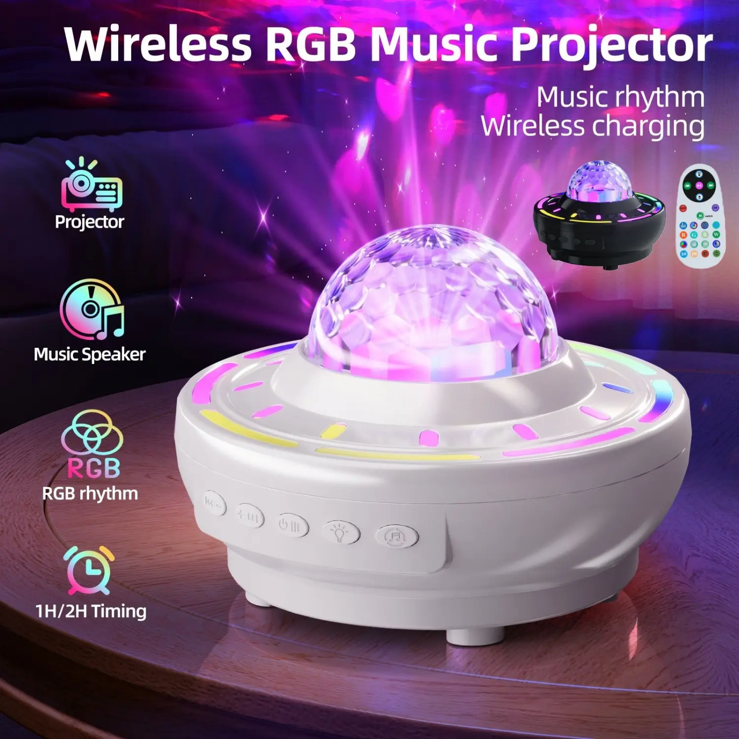 3-in-1 Galaxy Projector with LED Night Light, Built-in HiFi Bluetooth Audio Speaker, Remote & 1-hour/2-hour Timer Control, 21-Color Aurora, USB Plug, Christmas Decor for Kids, Bedroom & Living Rooms Romantic Gift, 12 Colors Lights