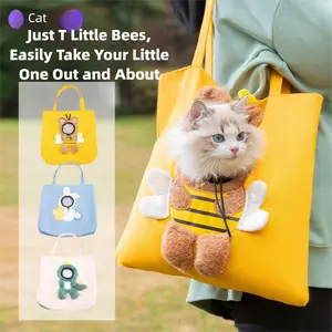 Cute Canvas Pet Carrier - "Peek-a-Boo" Bumblebee Design - Cat Bag, Shoulder Bag, Tote for Small Dogs & Pets