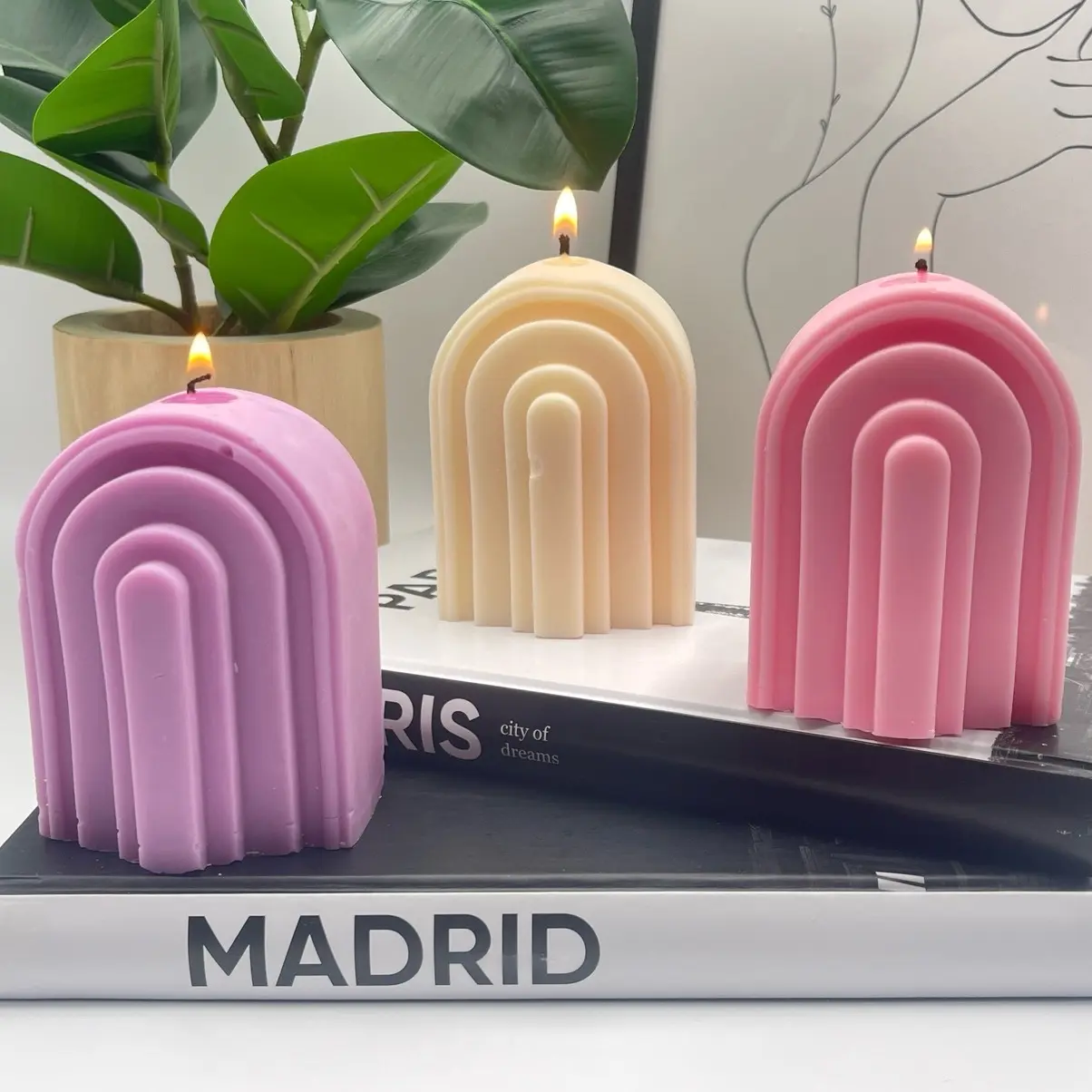 Rainbow Arch Candle, Home decor candles, Pillar candles, Wedding and party favors, room aesthetic, Modern candle, candle.