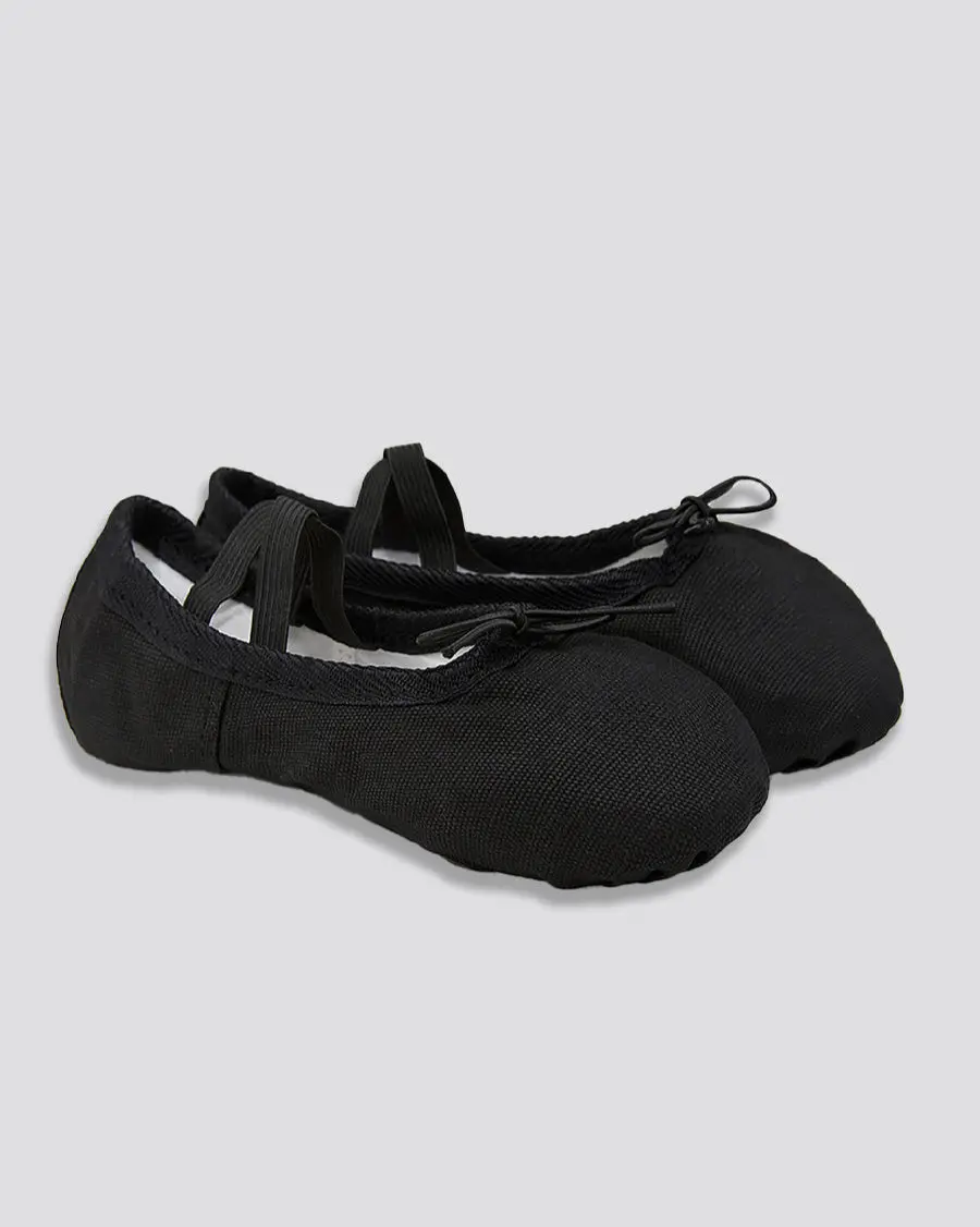 Women's Classic Canvas Ballet Shoes with Anti-Skid Leather Sole, Durable Female Dance Footwear for Studio Class, Durability, Breathability, Half Or One Size Up