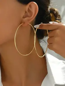 1Pair Gold Hoop Earrings for Women - Minimalist Big Hoop Infinity Earrings, Lightweight Hoops Earrings, Everyday Elegant Jewelry, Suitable For Daily Wear By Women