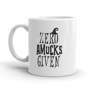 Zero Amucks Given Coffee Mug Funny Halloween Witch Ceramic Cup - 11oz Funny Coffee Mugs Ceramic Printed Drinkware Cup
