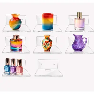 Acrylic Wall Shelves,Clear Floating Shelves for Display (8 Pieces with Holes)