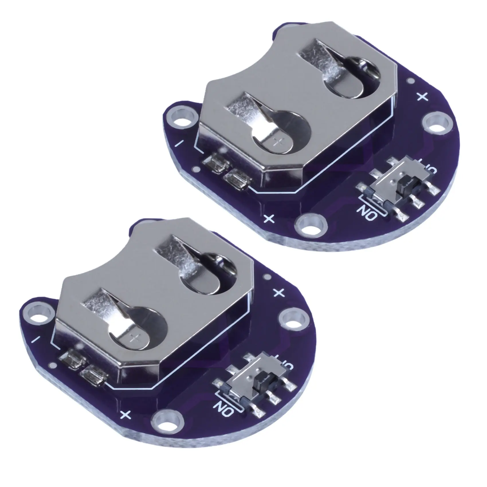 Metal 4x CR2032 Coin Cell Batteries Holder with Integrated On-Off Switch, 20mm Tools & Hardware Accessory for 3D Printer Projects, Textile Based Computers