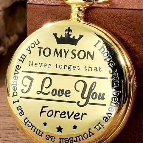 Men's Vintage Round Dial Quartz Watch, Crown & Letter Pattern Pocket Watch for Men, Retro Style Quartz Watch for Daily Life, Casual Round Dial, Analog Quartz Watches, Analogue Quartz Watch