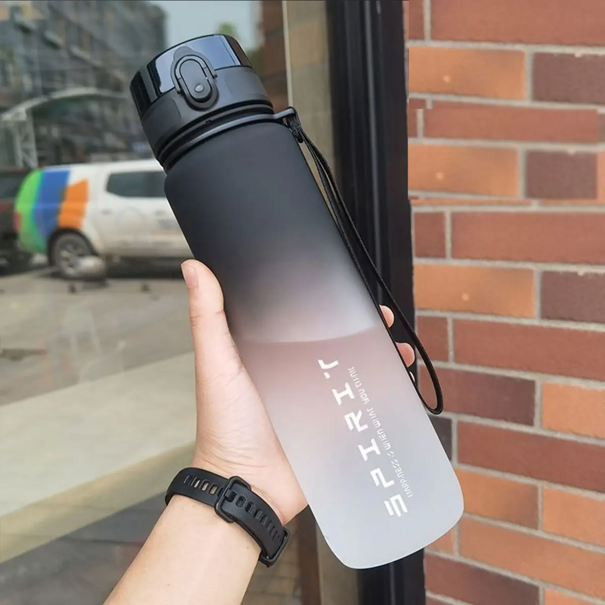 1pc 1000ML/32oz Outdoor Sports Gradient Traveler Water Bottle, Reusable Portable, Large Capacity Leakproof Cup Lid, Time-Capacity Scale, Ideal for School, Gym, Travel, Office, Drinkware, Travel Bottled Drinkware