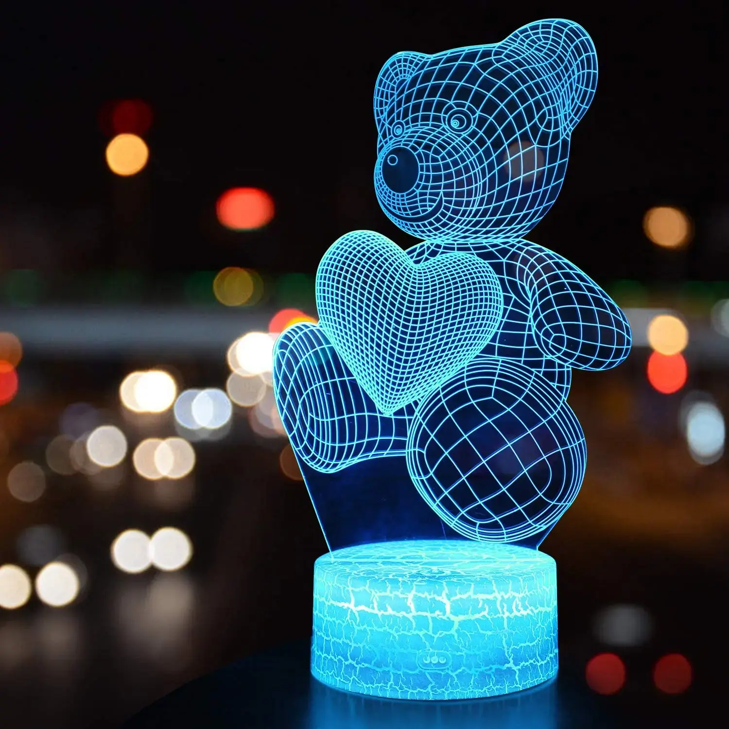 Teddy Bear Night Light 16-Colors Remote Control & Smart Touch Dimmable 3D Illusion Bedside Lamp,Bedroom Decoration Birthday Christmas Toy Gift for Kids Boys Girls Friends