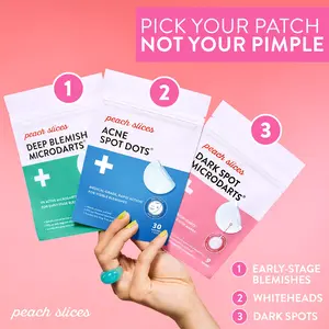 Peach Slices | Acne Spot Dots | Hydrocolloid Acne Patches | For Zits, Blemishes, & Breakouts | Vegan | Cruelty-Free | Pimple Patches | Facial Skin Care Products | 3 Sizes (7mm, 10mm, & 12mm) | 60 Ct Skin Repair Peeling Daily comestic Skincare products