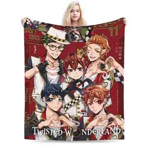 Fantasy Comics Twisted-Wonderland Flannel Blanket – Soft, Warm Throw for Bedroom