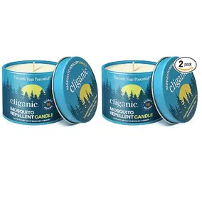 Cliganic Natural Mosquito Repellent Candle (Pack of 2) | Citronella, DEET Free, Essential Oil Infused for Outdoor, Camping | Burns 18 Hours